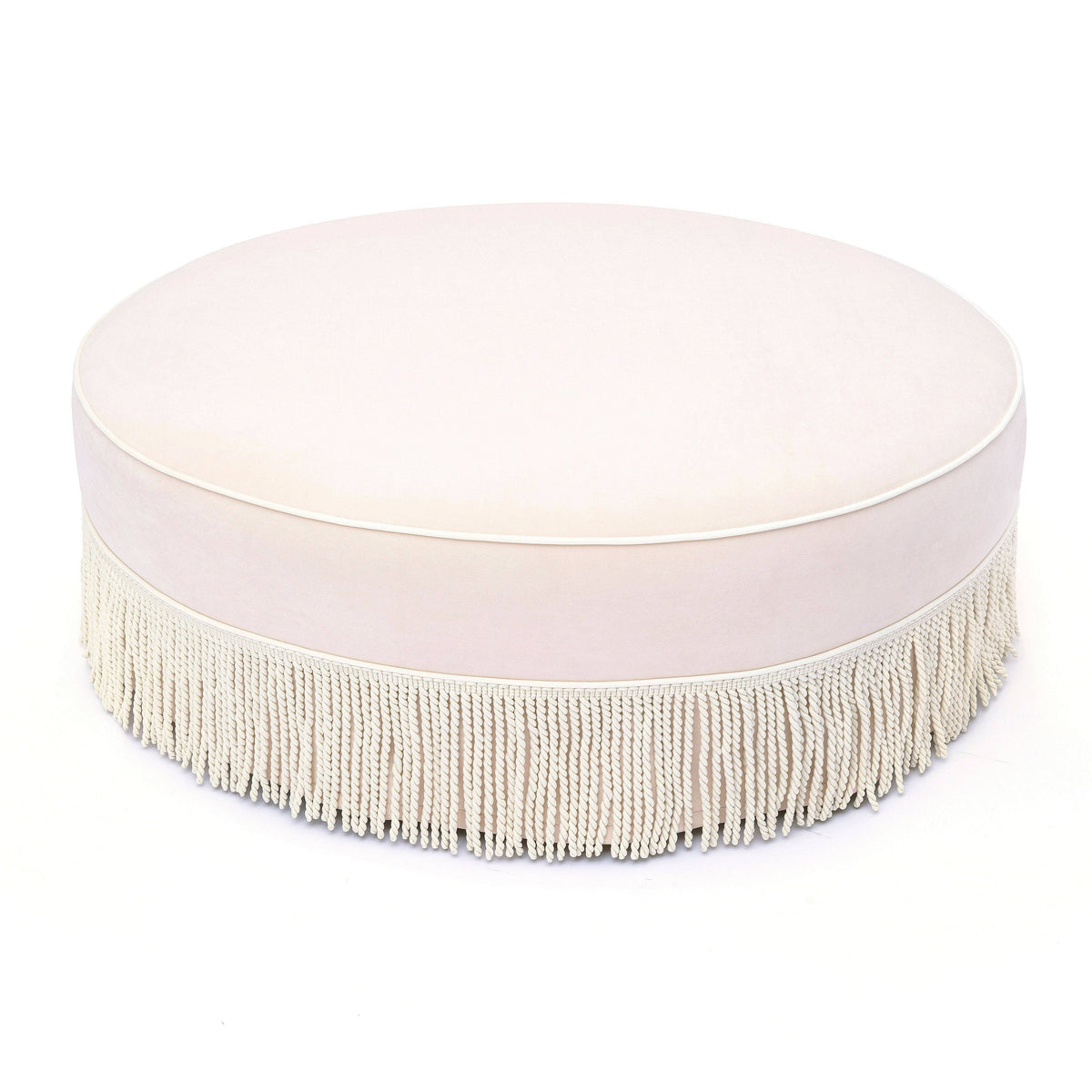 Pink Tasseled Round Ottoman