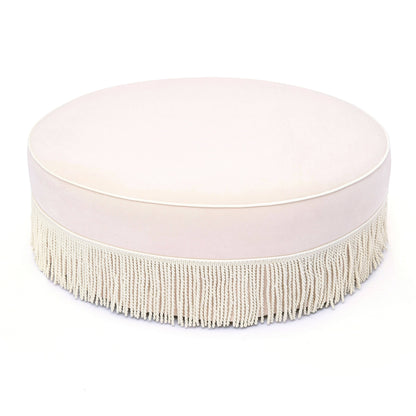 Pink Tasseled Round Ottoman