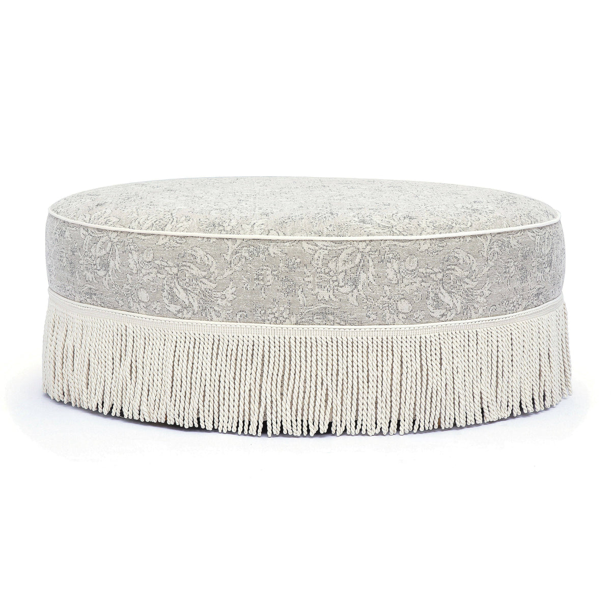 Pink Tasseled Round Ottoman