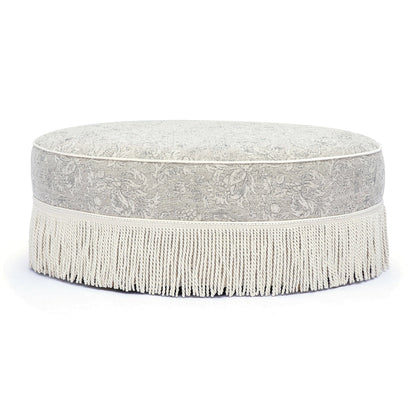 Pink Tasseled Round Ottoman