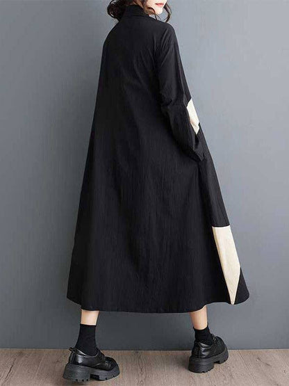 Black & Cream A-Line Dress