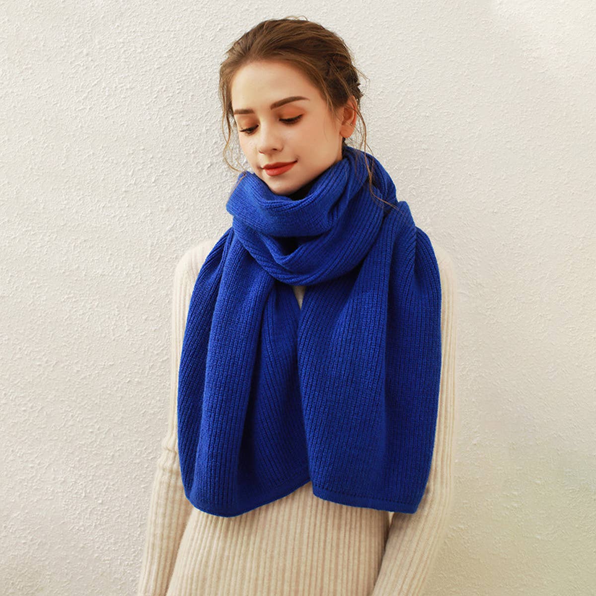 Solid Knit Faux Cashmere Scarf for Women_CWASC0334: Beige / (OS) 1