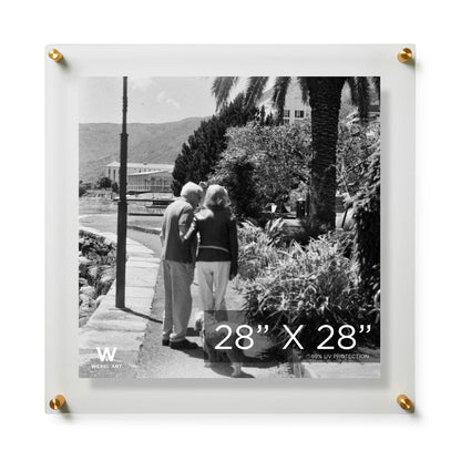 28x28" Modern UV-Grade Acrylic Floating Wall Frame: Gold