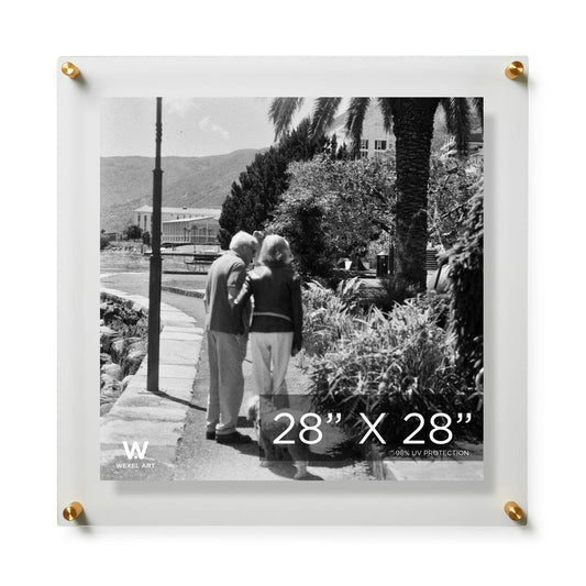 28x28" Modern UV-Grade Acrylic Floating Wall Frame: Gold