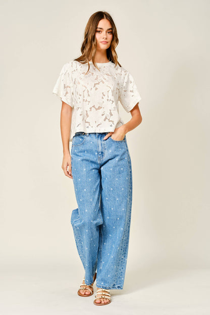 LACE FLORAL TOP