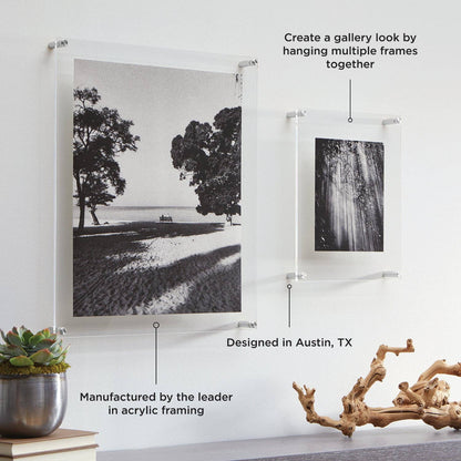 28x28" Modern UV-Grade Acrylic Floating Wall Frame: Gold