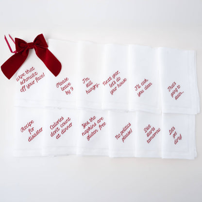Mixed Messages Linen Dinner Napkins – Set of 12: Dusty Rose