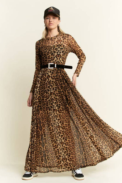 Leopard Mesh Maxi Dress