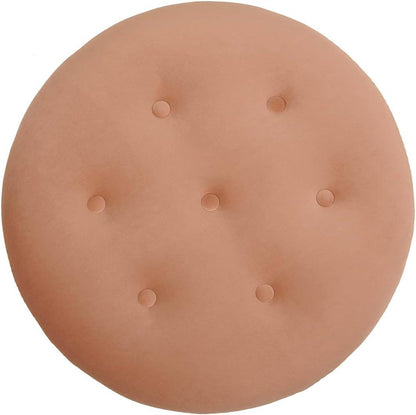 Yolanda 24" Round Upholstered Accent Ottoman: Alabaster Off White
