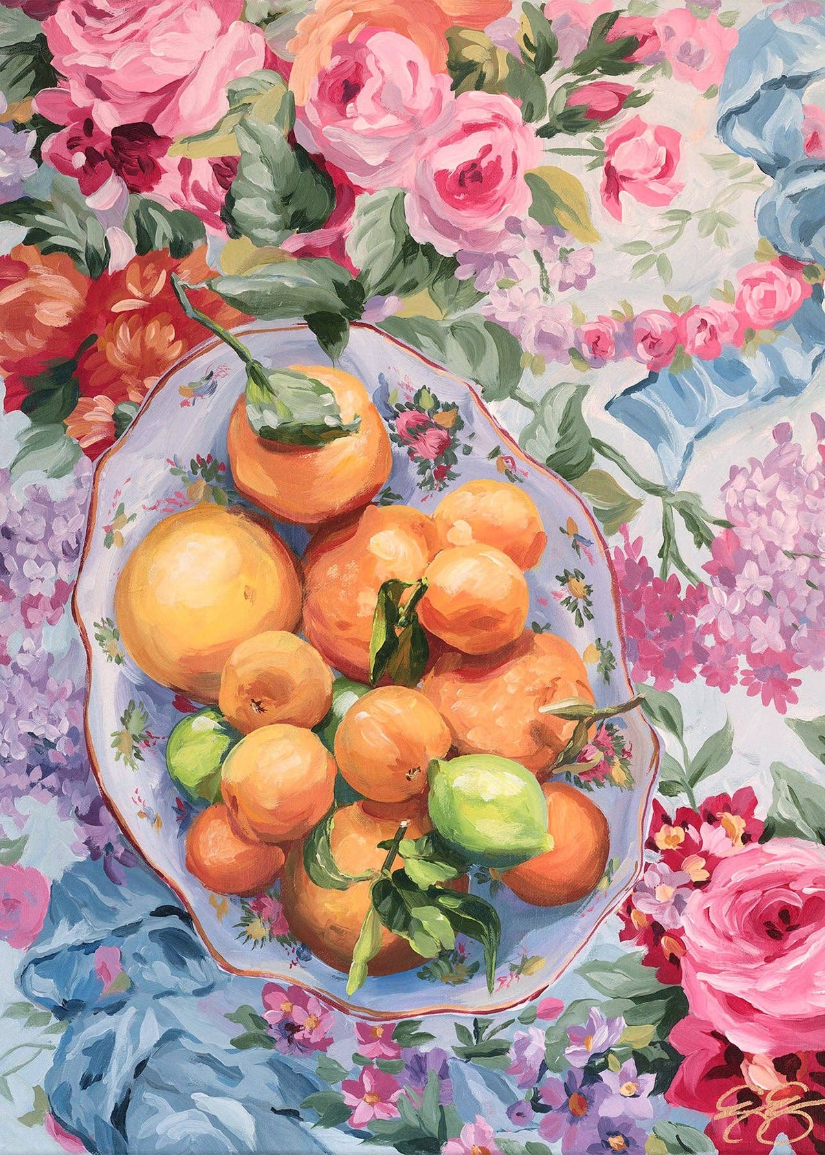 No. 334 Citrus in Chinoiserie, a fine art print on paper: 13 x 19 inches
