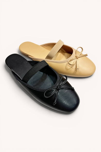 Gold Ballet Flat Mules