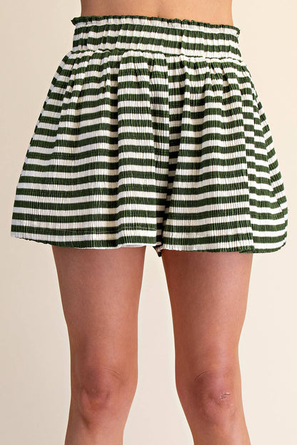 Green & White Striped Shorts