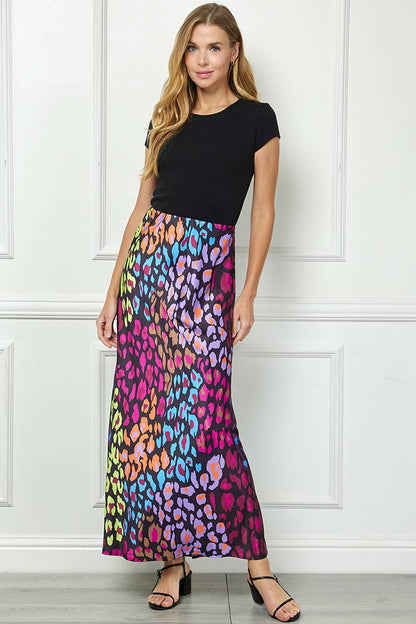 Abstract Satin Maxi Skirt