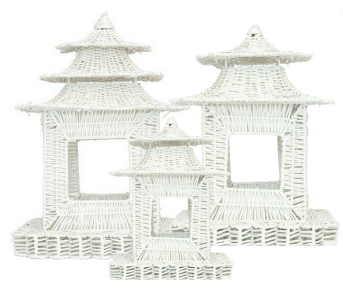 Medium White Wicker Pagoda