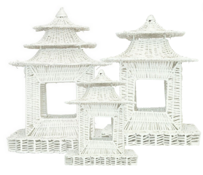 Medium White Wicker Pagoda