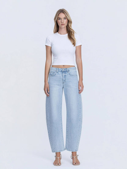 LIGHT WASH BARREL JEANS