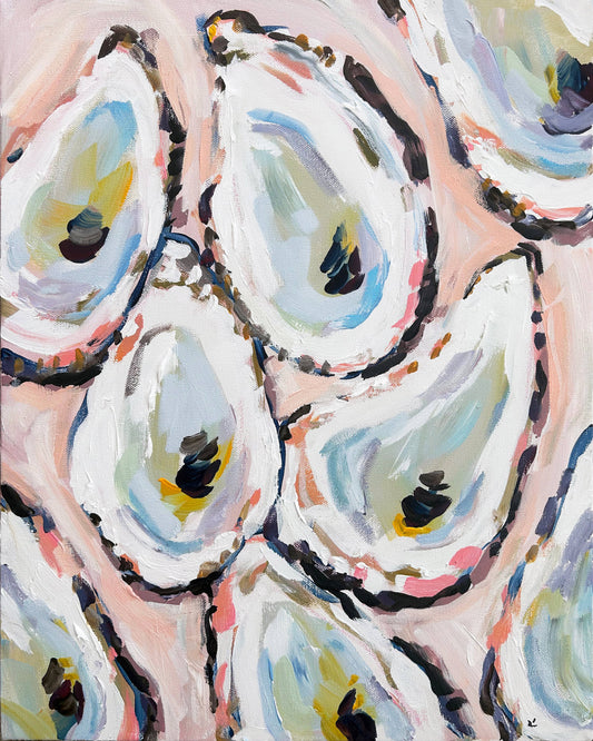 "Oysters on Pink" in Acrylic Floating Frame 16x20"