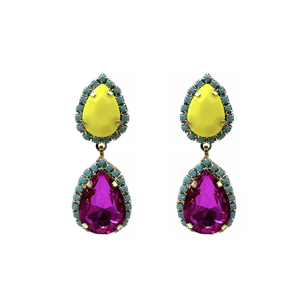 Louise Earrings: Hot Pink & Mint
