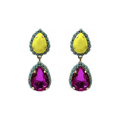 Louise Earrings: Hot Pink & Mint