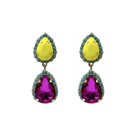 Louise Earrings: Yellow & Hot Pink