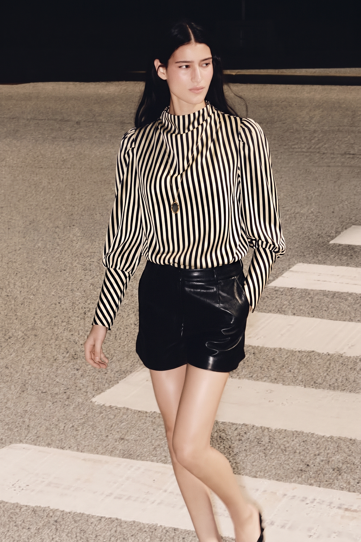 Black & White Striped Stain Blouse