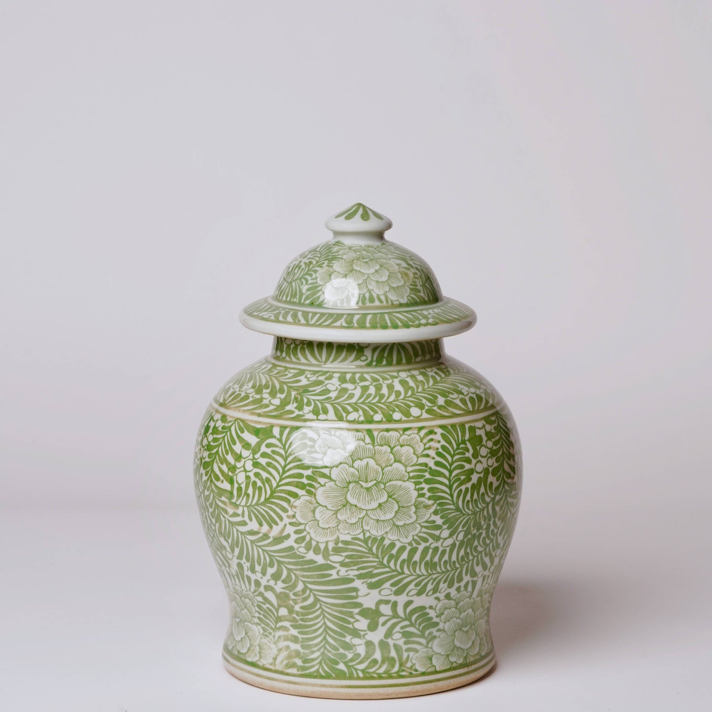 Green and White Country Jar