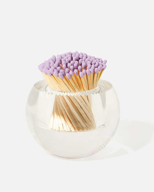 Lavender Matches in Round Glass Container