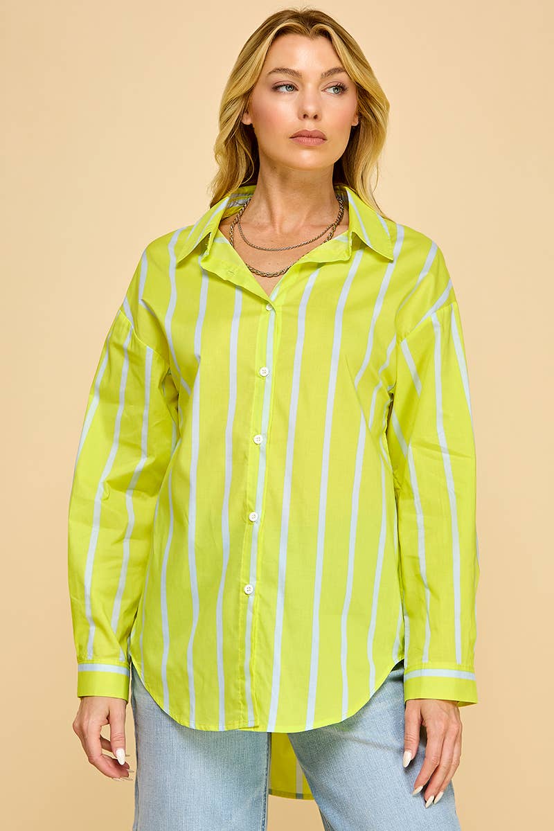 Chartreuse Striped Oxford