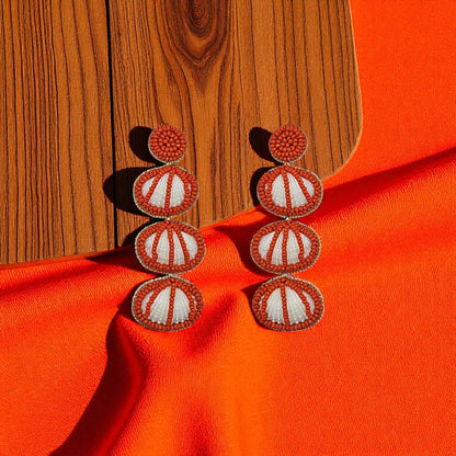 Coral Beaded Shell Earrings