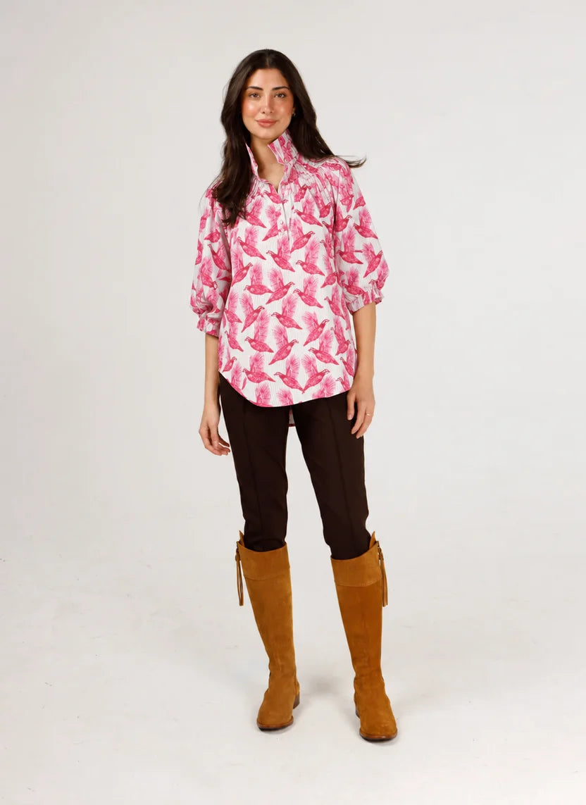 Avie Top - Pink Quail Stripe