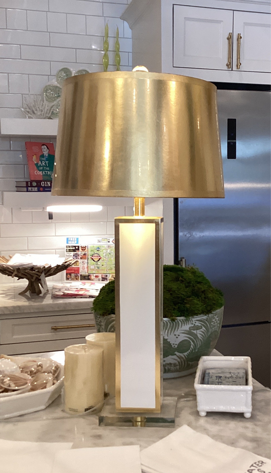 Blair Table Lamp- White with Gold Shade