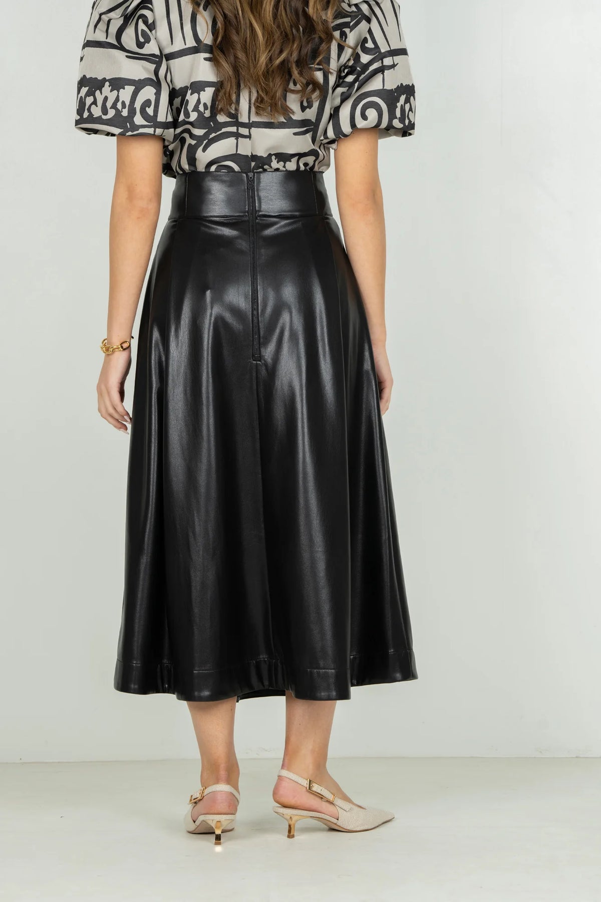 Dotty Skirt - Black Vegan Leather