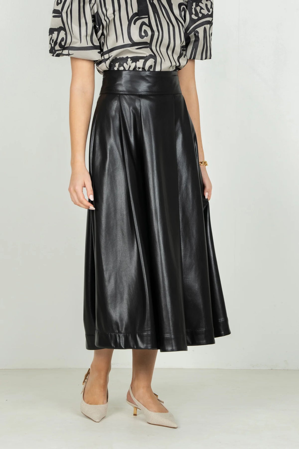 Dotty Skirt - Black Vegan Leather