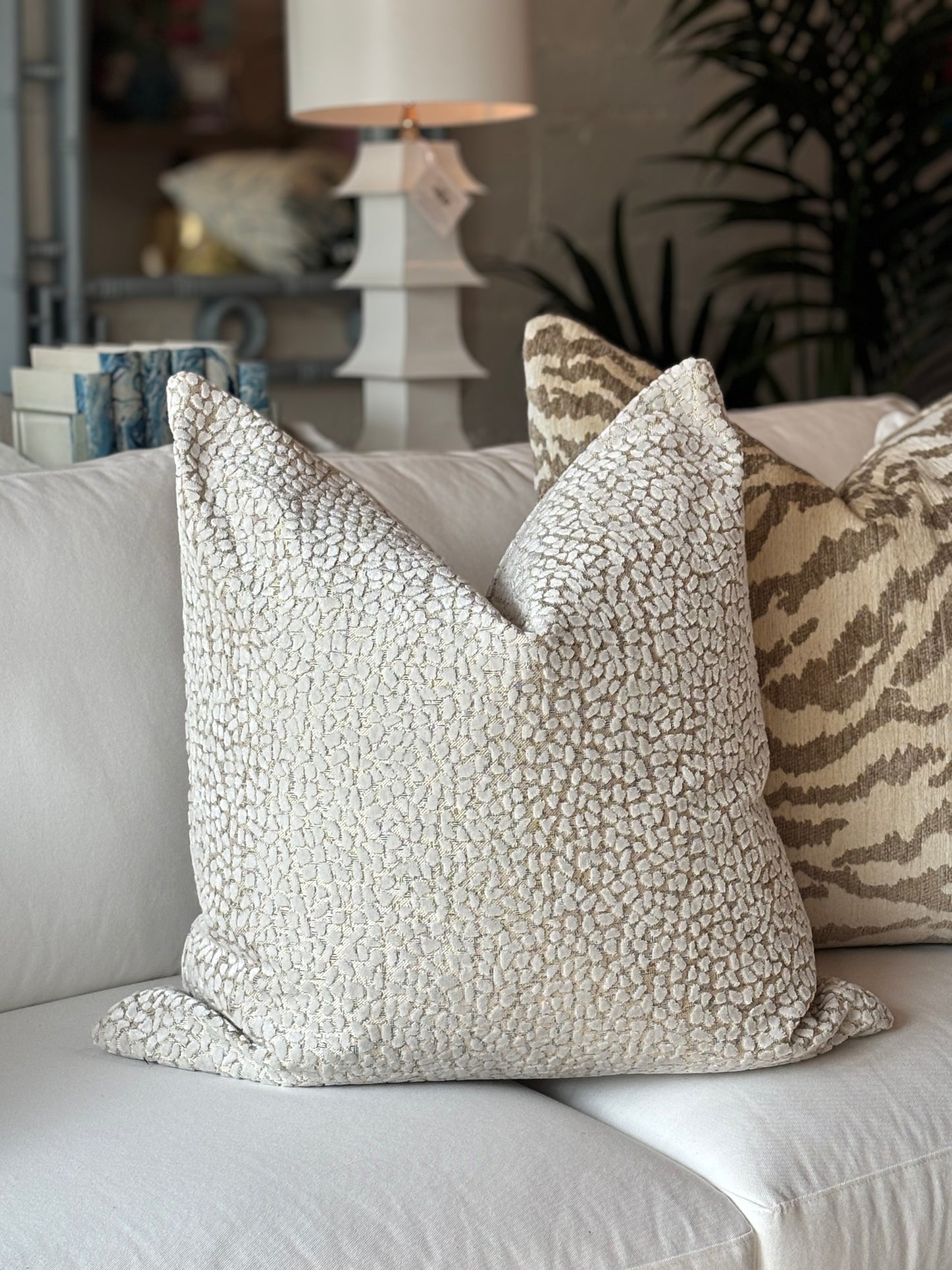 Neutral Velvet Leopard Pillow