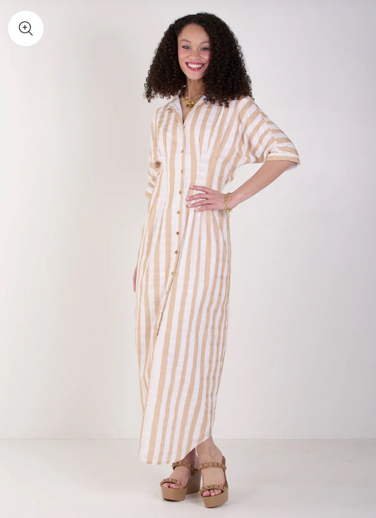 Georgia Dress - Sand Stripe