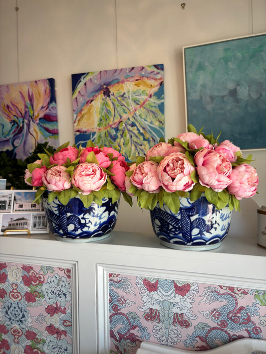 Pink Peonies in Dragon Cachepot