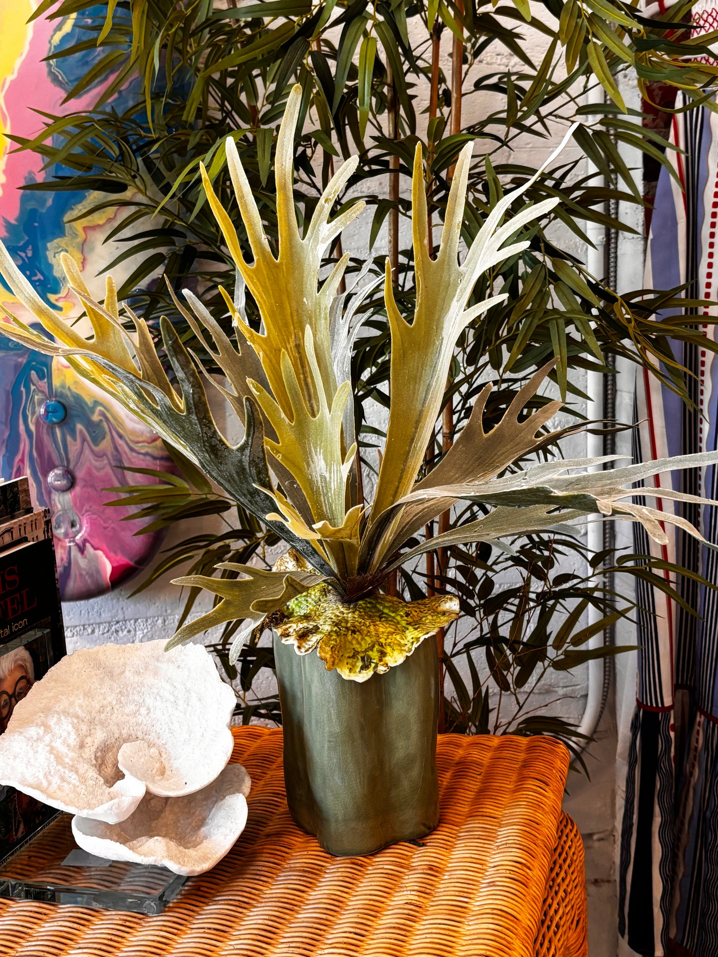 Stag Horn In Green Pot