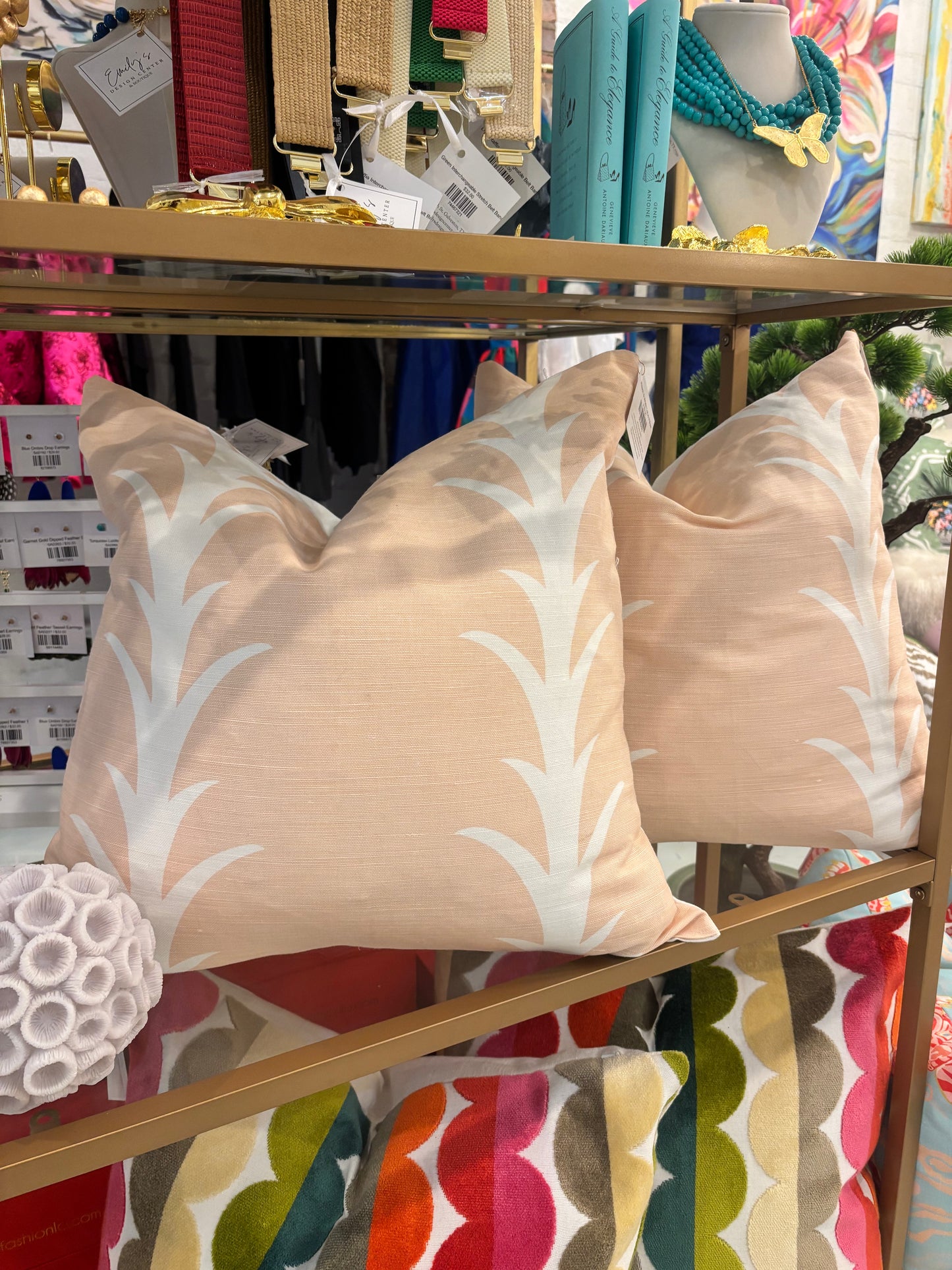 Peach & White Lotus Pillow