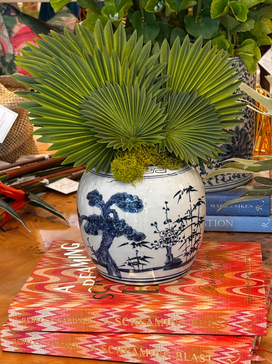 Palms in Blue & White Jar