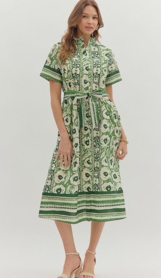 Green Floral Print Dress