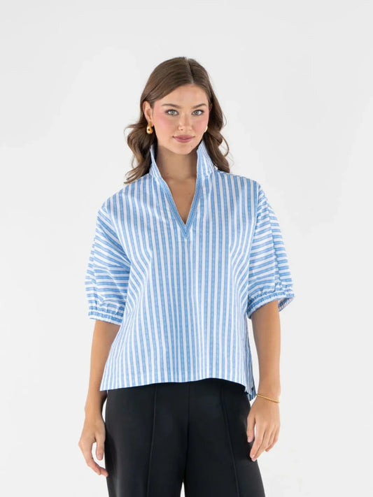 Poppy Top - French Blue Stripe