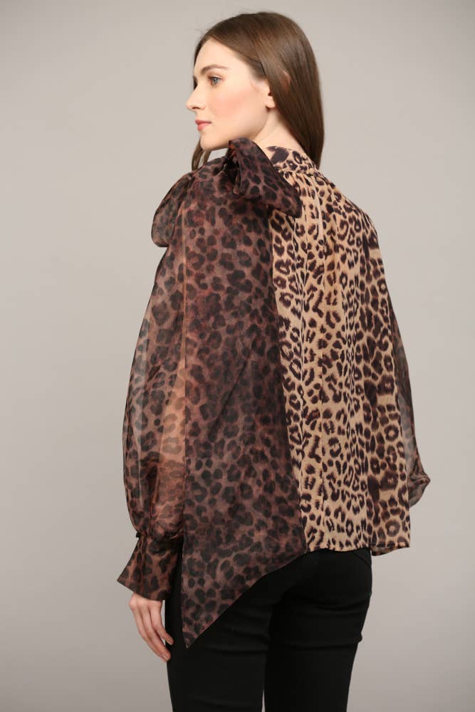 LEOPARD BOW BLOUSE