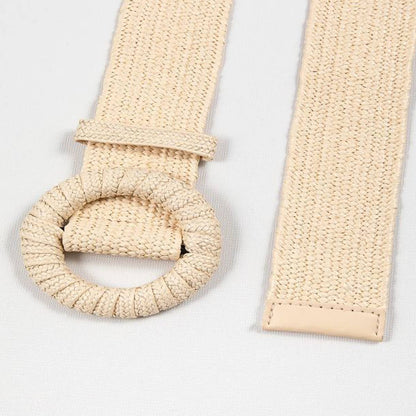 BEIGE BRAIDED ELASTIC BELT