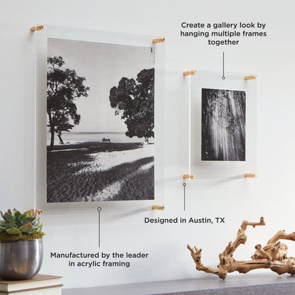 30x40" Modern UV-Grade Acrylic Floating Wall Frame: Gold