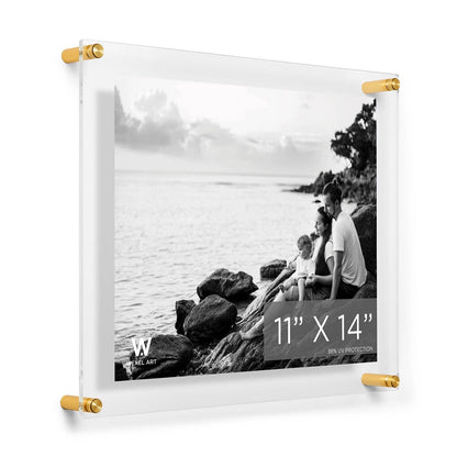 11x14" Modern UV-Grade Acrylic Floating Wall Frame: Gold