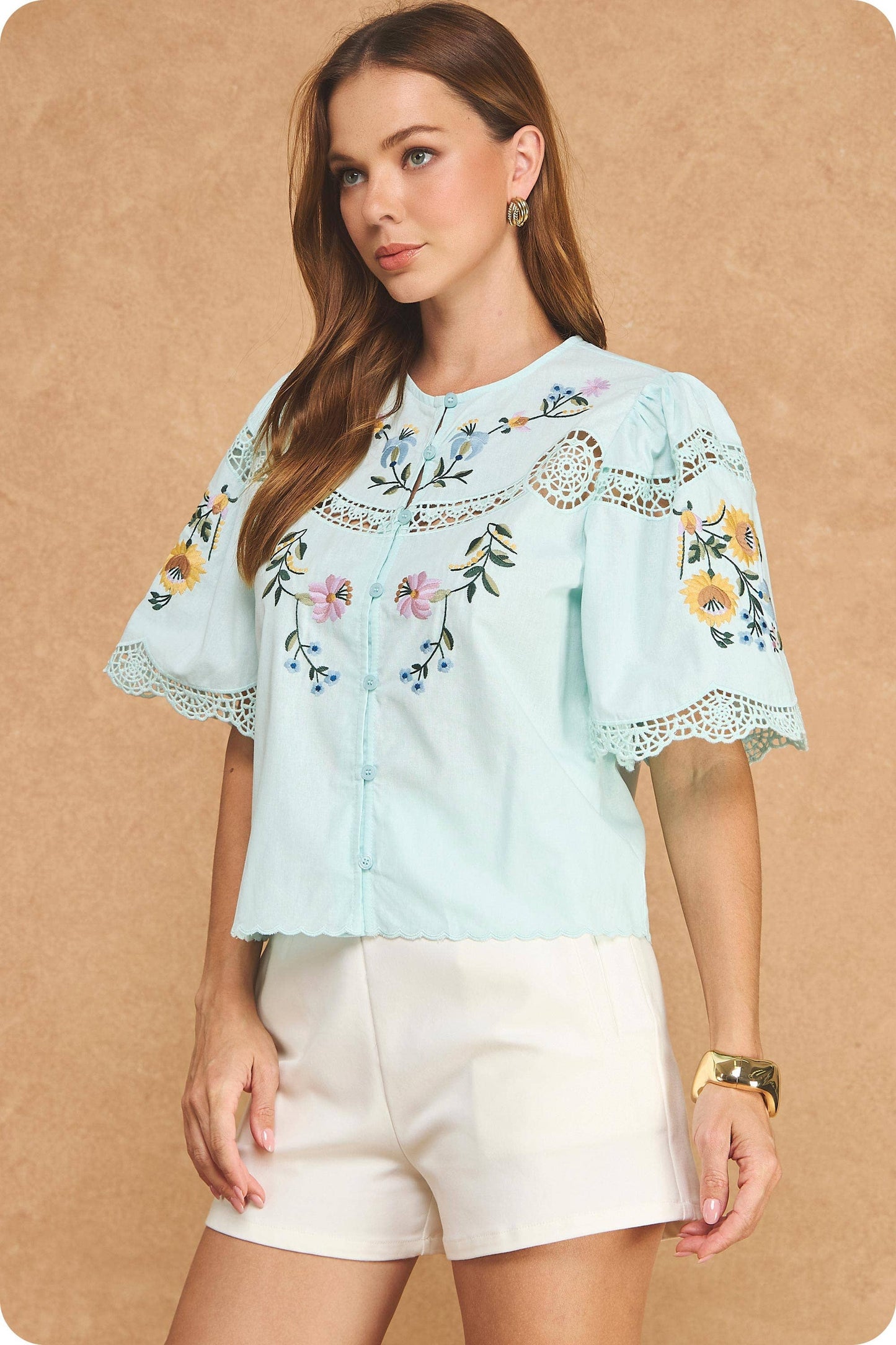 Chartreuse Embroidered Floral Set