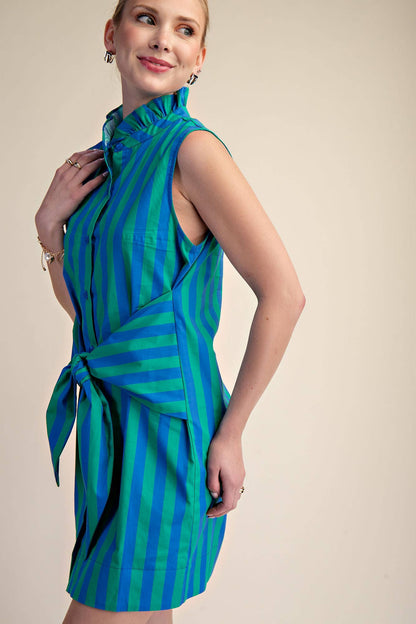 Blue & Green Striped Dress