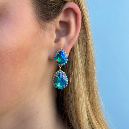Louise Earrings: Navy & Turquoise