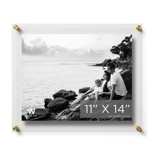11x14" Modern UV-Grade Acrylic Floating Wall Frame: Gold