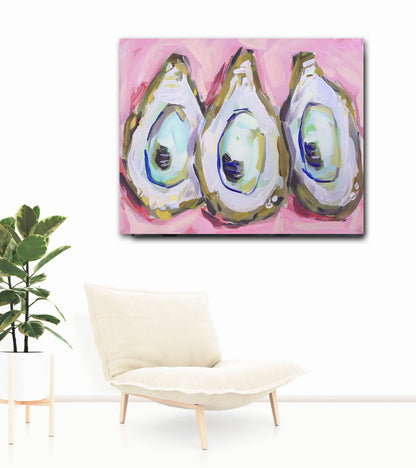 Oyster Print on Paper "Oysters on Pink": Print / 16" x 20"